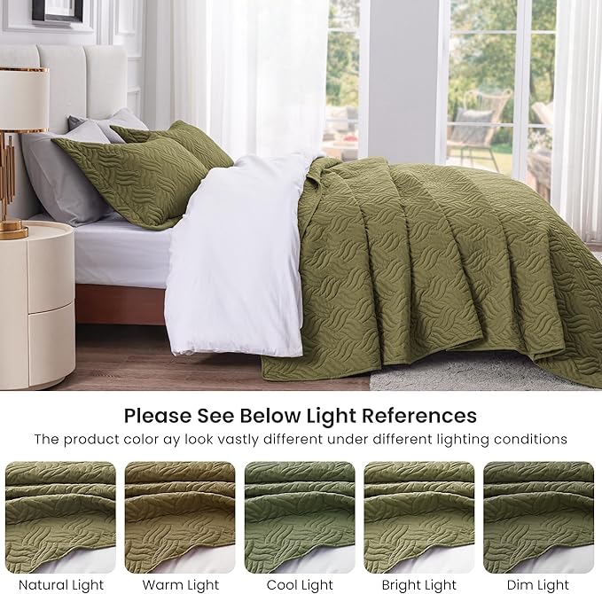 Love's cabin Quilts for Queen Bed Olive Green Bedspreads Bedding Set - Image 5