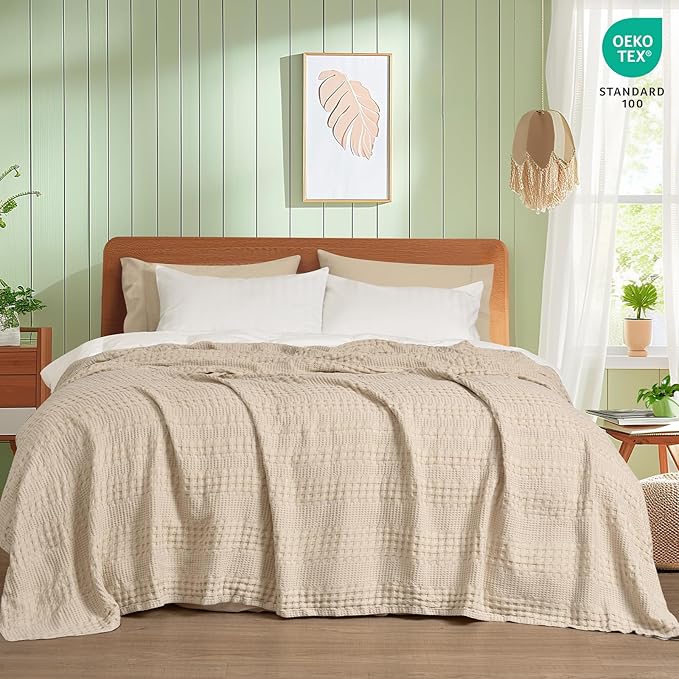 PHF Cooling Waffle Blanket King Size, Lightweight 60% Rayon from Bamboo & 40% - Image 4