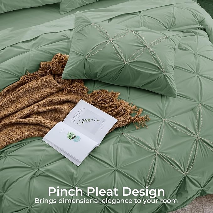 Sasttie Queen Comforter Set, 7-Piece Bed in a Bag, Pintuck Bedding Sets - Image 4