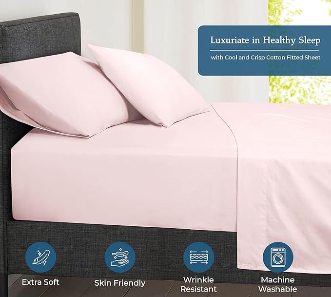 Royale Linen 400 Thread Count 100% American Grown Cotton Fitted Sheet Twin Size - Image 3