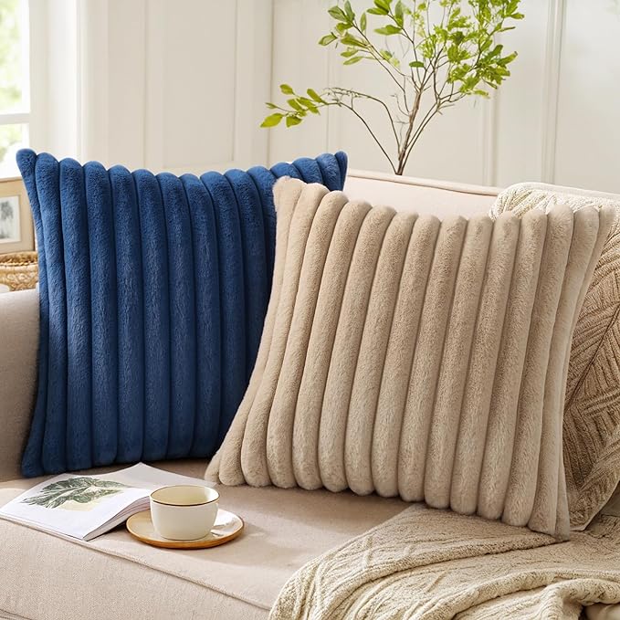 Pallene Faux Fur Plush Throw Pillow Covers 26x26 Set of 2, Luxury Soft Fluffy - Image 5