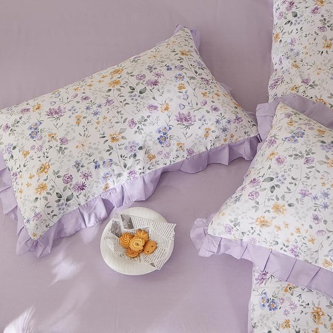 mixinni Floral Duvet Cover Set King Size, 100% Cotton 3-Piece Bedding Set - Image 6