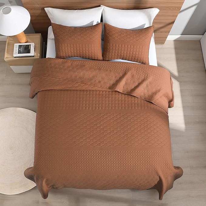 HORIMOTE HOME Burnt Orange King Size Quilt Set - Image 5