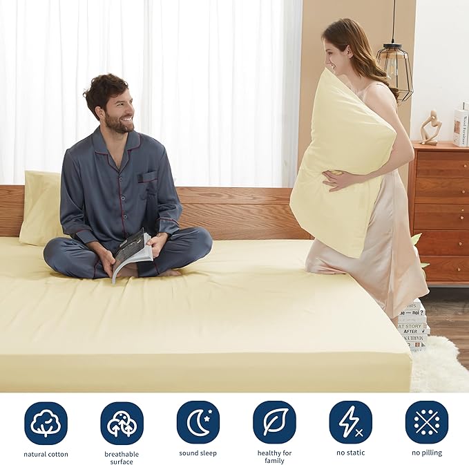 Sunflower Full Fitted Sheet, 1-Piece Extra Deep Pocket Fitted Bottom Sheet 22" - Image 5