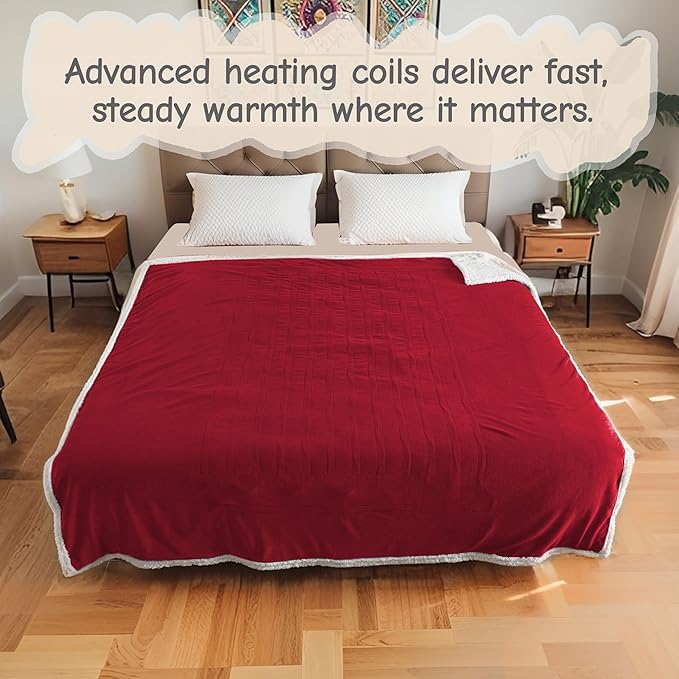 Electric Heated Blanket Throw Size 50"x60", Soft Flannel - Image 8