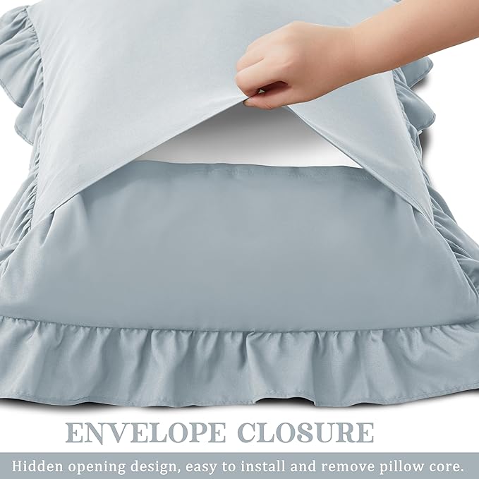 KKJIAF Ruffle Pillow Cases Queen Size Set of 2, Ruffled Pillow Covers - Image 5