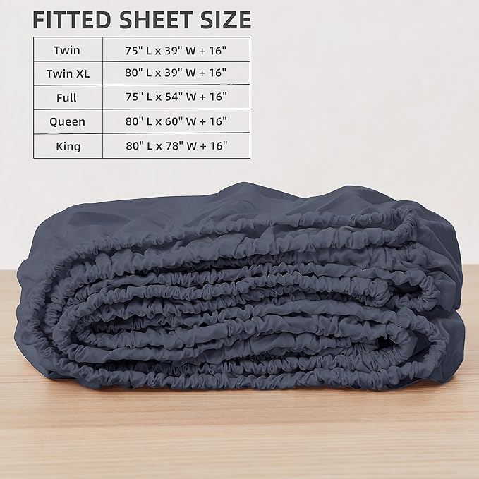 HBHLFZ Twin Fitted Sheet Only 2 Pack, Soft Breathable Bottom Sheet - Image 2