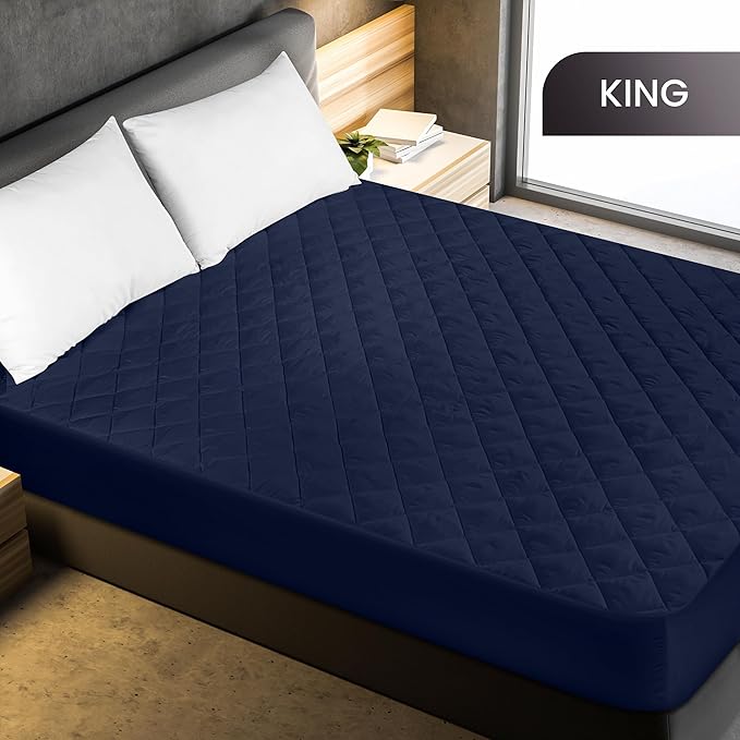 Utopia Bedding Quilted Fitted Mattress Pad, King Size, Elastic Fitted Mattress - Image 2