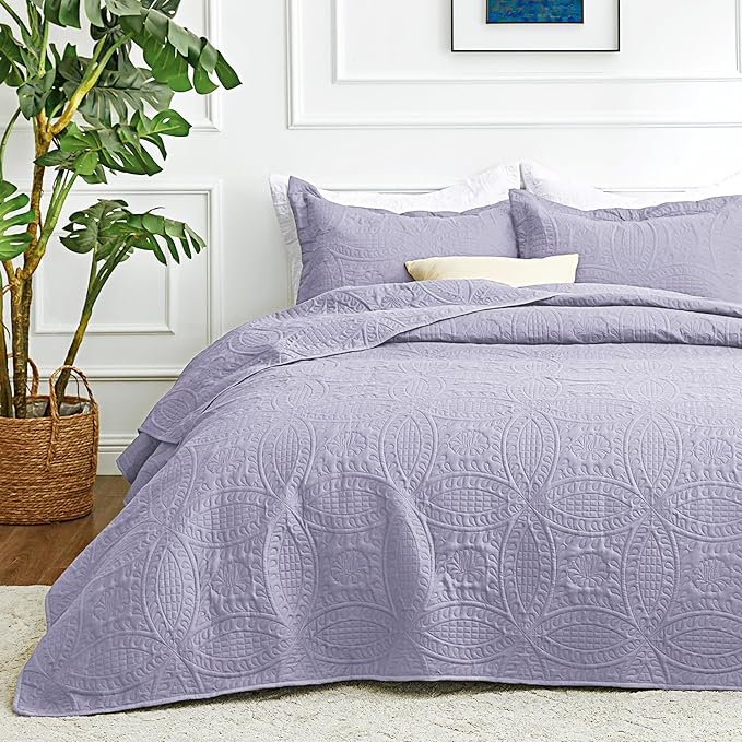 Love's cabin Quilts for Queen Bed Lavender Bedspreads Bedding Set by Lovescabin