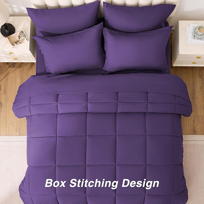 Love's cabin Twin Comforter Set Dark Purple, 5 Pieces Twin Bed in a Bag - Image 4