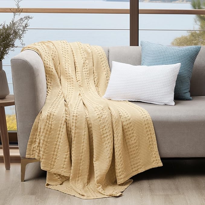 PHF Cooling Waffle Blanket Twin Size, Lightweight 60% Rayon from Bamboo & 40% - Image 6