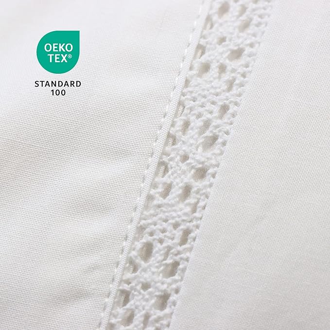 100% Cotton Lace Pillow Cases King Size Set of 2 - Image 3