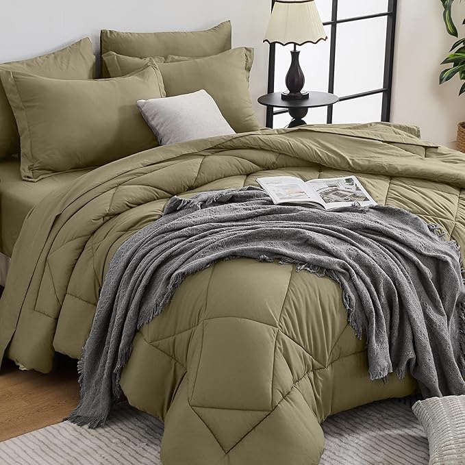 HEVUMYI Olive Green California King Comforter Set by HEVUMYI