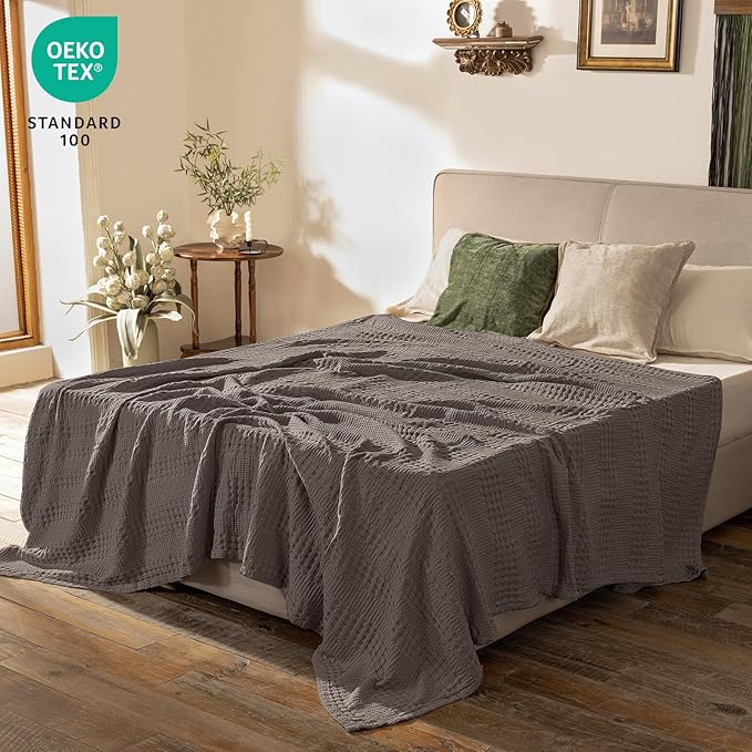 PHF Cooling Waffle Blanket Twin Size, Lightweight 60% Rayon from Bamboo & 40% - Image 3