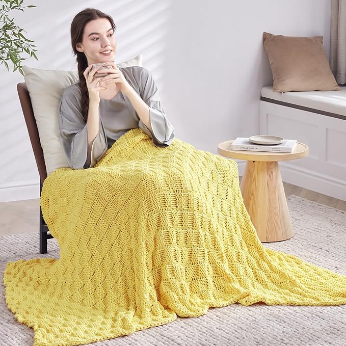 Knitted Weighted Blanket for Adult, No Beads Heavy Blanket 48” x 72'' 10lbs - Image 7