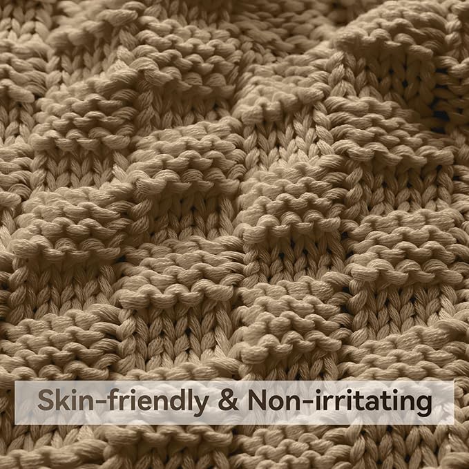 Knitted Weighted Blanket for Adult, No Beads Heavy Blanket 60” x 80'' 12lbs - Image 4