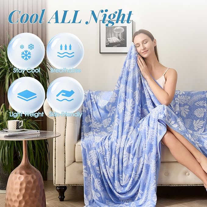 OIGAE Cooling Blanket with Double Sided Cold Effect Bed Throw - Image 3
