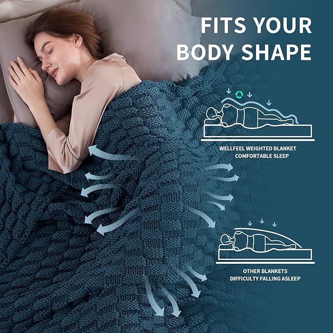 Knitted Weighted Blanket for Adult, No Beads Heavy Blanket 50” x 60'' 10lbs - Image 3