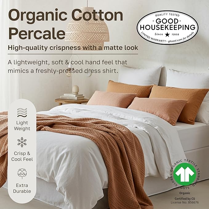 California Design Den 100% Organic Cotton Sheets Queen Size Bed Set - Image 3