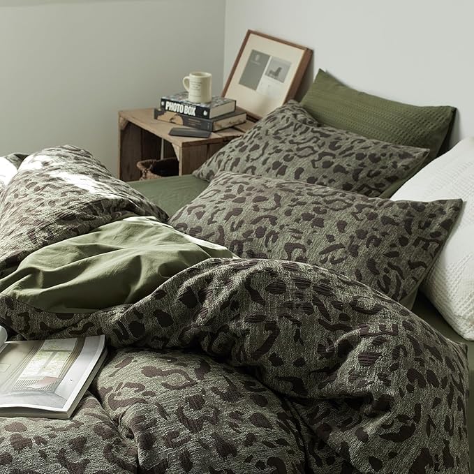 mixinni Leopard Duvet Cover Full Size, Premium Yarn-Dyed Jacquard Cotton Duvet - Image 3