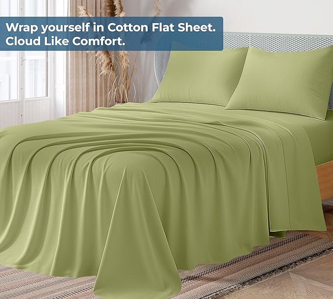 Royale Linens 100% Organic Cotton Full Flat Sheet Only - Image 2