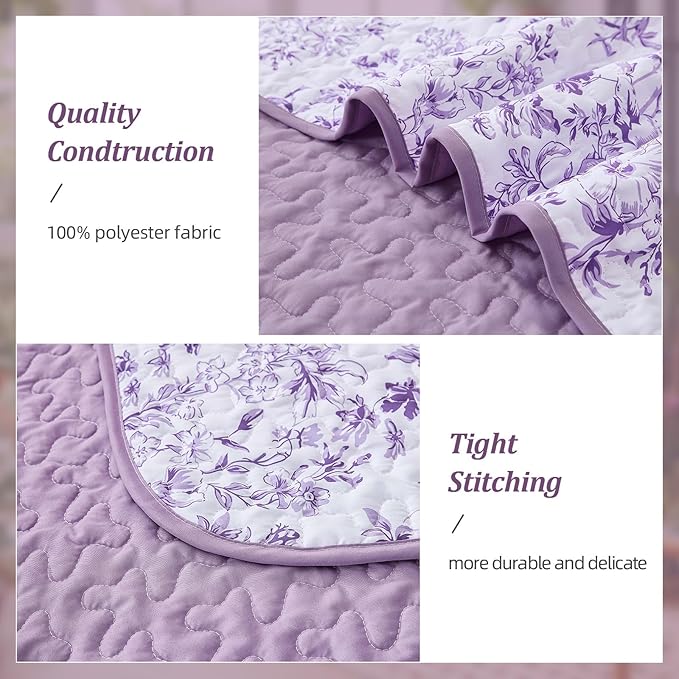 WONGS BEDDING Quilt Queen Size, Botanical Quilt - Image 5