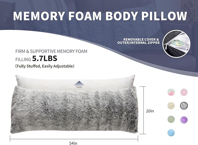 Fluffy Full Body Pillow for Adults 20x54 Long Big Body Pillow Cover Pillowcase - Image 7