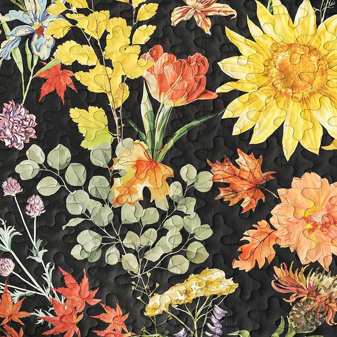 Yiran Floral Quilts Queen Size, 3 Pieces Summer Colorful Soft Lightweight - Image 5