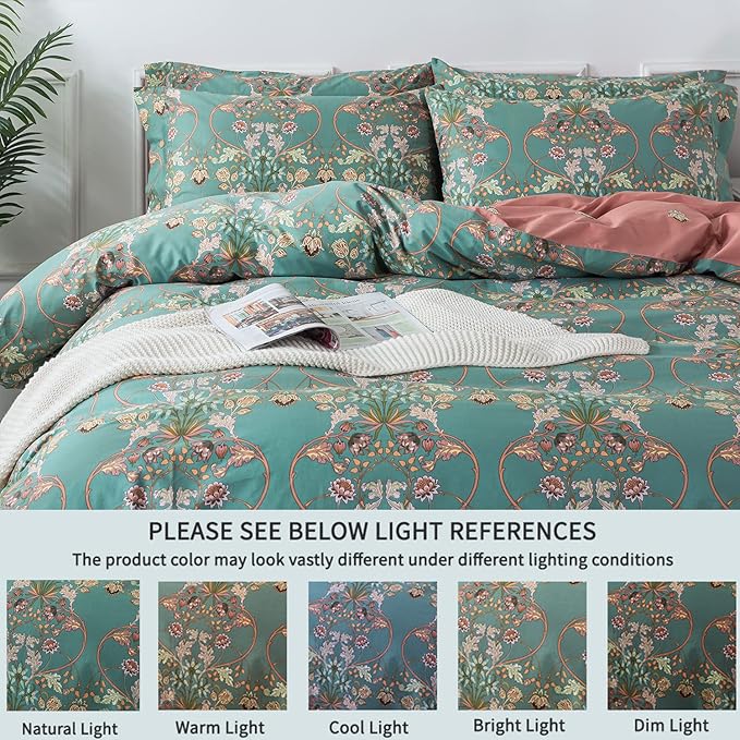 FADFAY Twin XL Duvet Cover Set Button Closure Floral Bedding Set 100% Cotton - Image 5