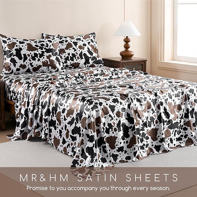 MR&HM Satin Sheets with Elastic Corner Straps, Twin Size 3-Piece Silky Bedding - Image 6