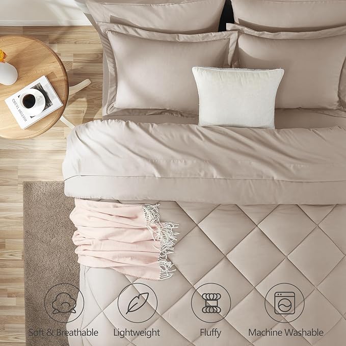 CozyLux King Size Comforter Set Linen - Image 2