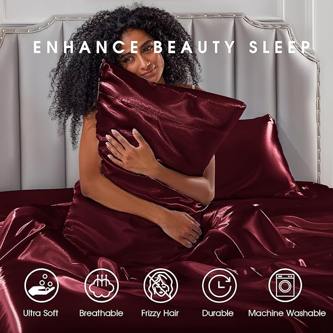 FreshCulture Satin Sheets Twin XL Bed Set - Image 7