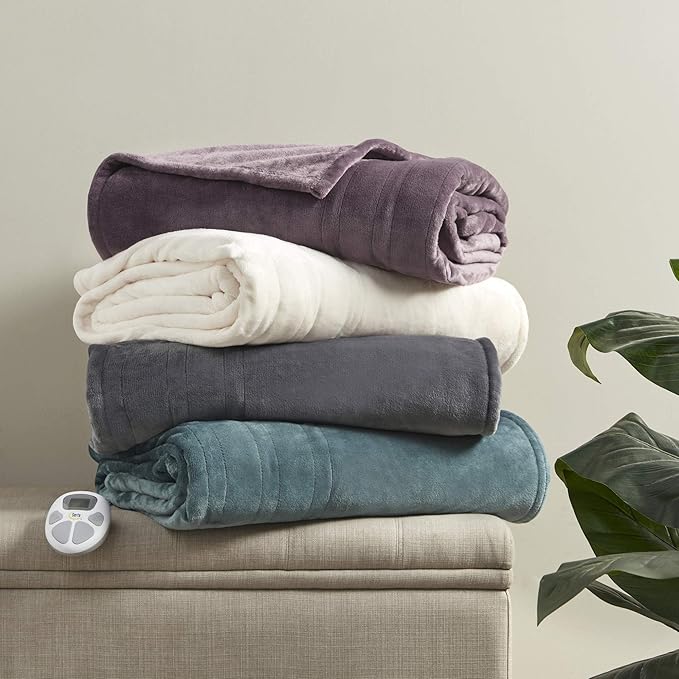 Serta Luxuriously Soft Plush Electric Blanket Fast Heating Cozy Cover, Safety - Image 7