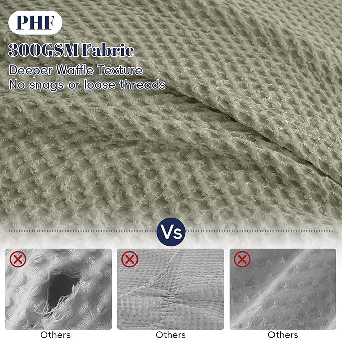 PHF Waffle Duvet Cover Set Queen Size, No Snagging Ultra Soft Luxury Textured - Image 3