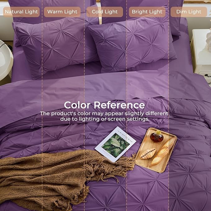 Sasttie Twin Comforter Set, 5-Piece Bed in a Bag, Pintuck Bedding Sets - Image 8