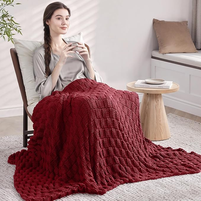 Knitted Weighted Blanket for Adult, No Beads Heavy Blanket 48” x 72'' 15lbs - Image 7
