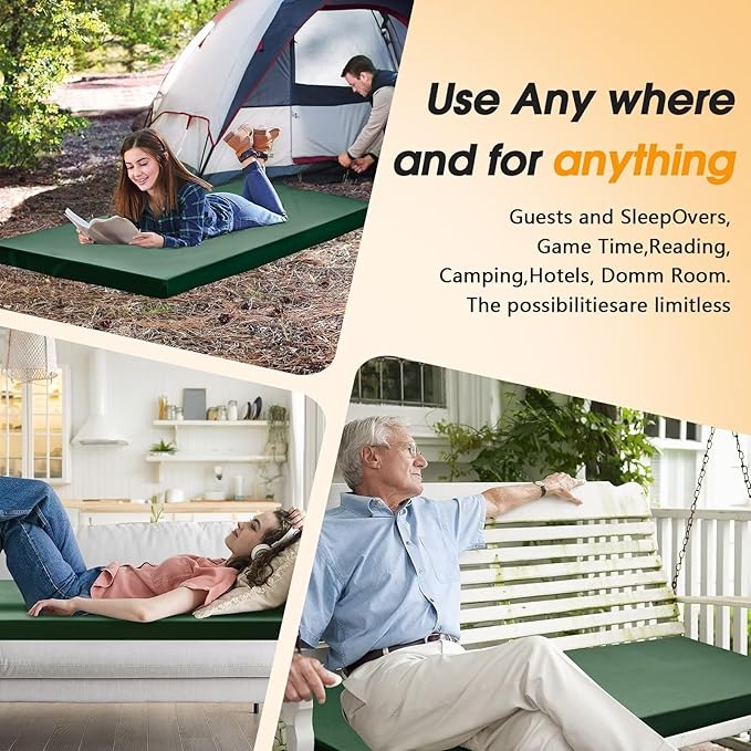 CYMULA Camping Cot Mattress 2in Memory Foam Sleeping Pad, Soft Warm Non-Slip - Image 6