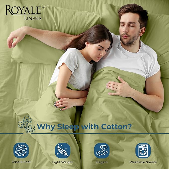 Royale Linens 100% Organic Cotton Queen Flat Sheet Only - Image 3