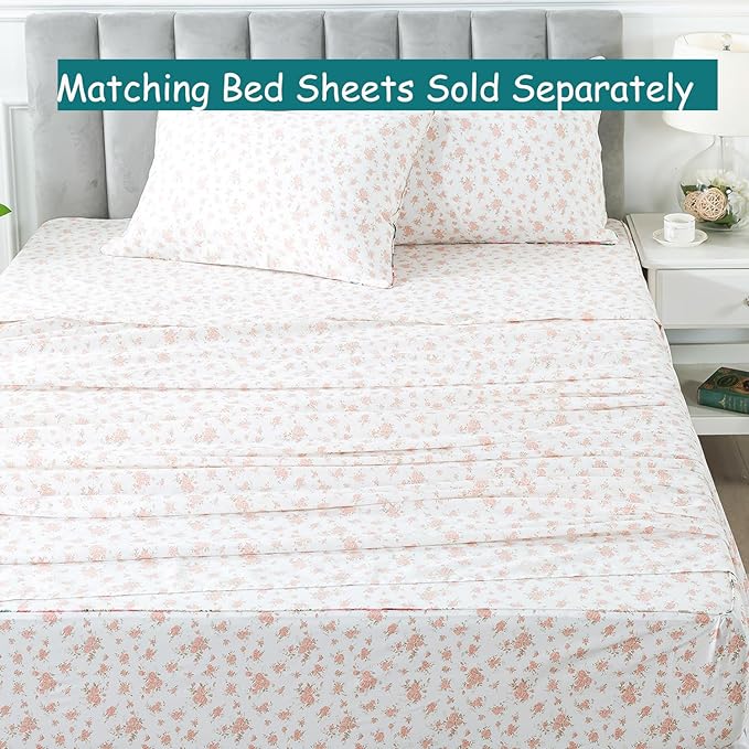 FADFAY Queen Duvet Cover Set Pink Floral Comforter Cover 100% Cotton Girls Pink - Image 6