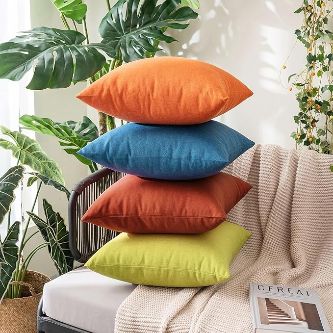 MIULEE Pack of 2 Decorative Outdoor Solid Waterproof Throw Pillow Covers Faux - Image 8
