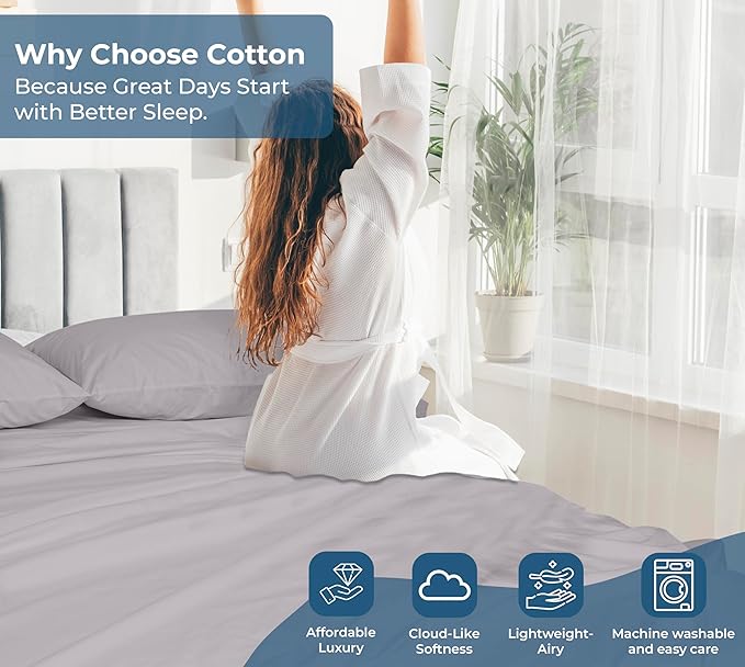 Royale Linens 100% Organic Cotton Queen Flat Sheet Only - Image 7