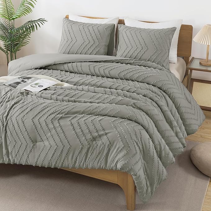 Andency Medium Grey California King Comforter Set, Boho Cal King Soft Warm - Image 3