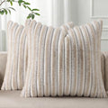 Pallene Faux Fur Plush Throw Pillow Covers 22x22 Set of 2, Luxury Soft Fluffy by PALLENE