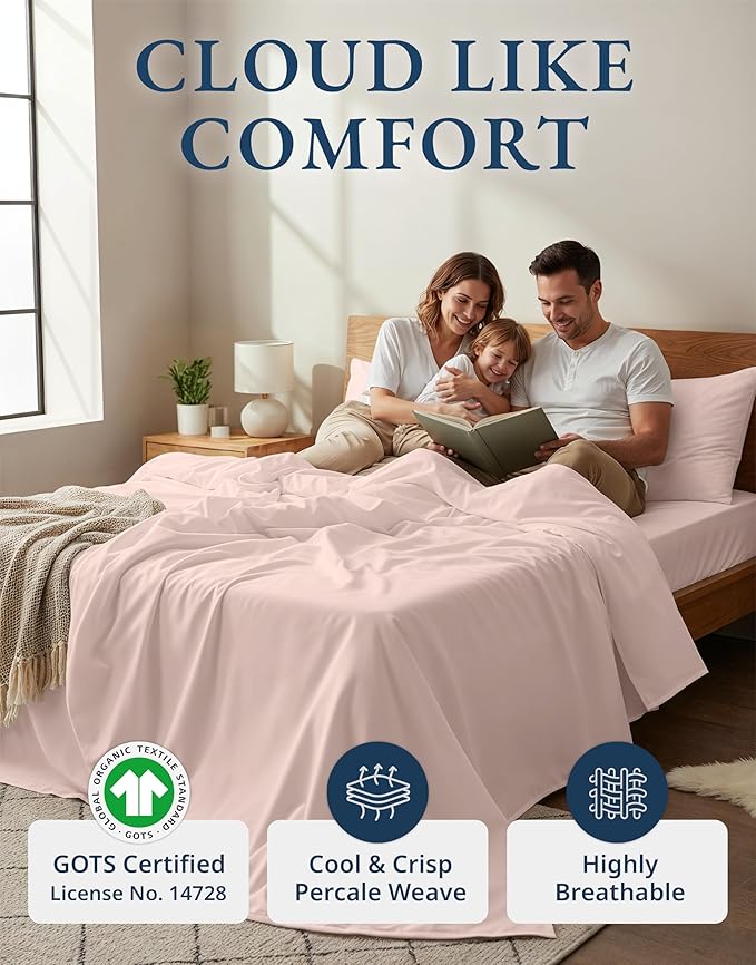 LANE LINEN Eco Friendly 100% Organic Cotton Sheets Queen Size, Mercerized - Image 2