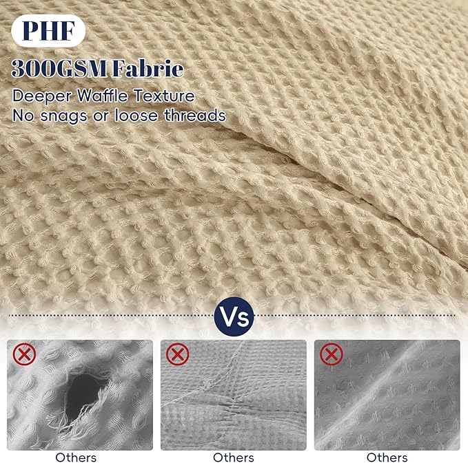 PHF Waffle Weave Duvet Cover Set King Size, No Snagging Ultra Soft Luxury - Image 3