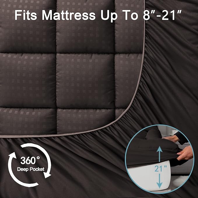 HYLEORY Queen Mattress Pad Quilted Fitted Mattress Protector Cooling Pillow Top - Image 5