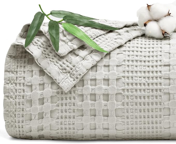 PHF Cooling Waffle Blanket California King Size, Lightweight 60% Rayon from by PHF