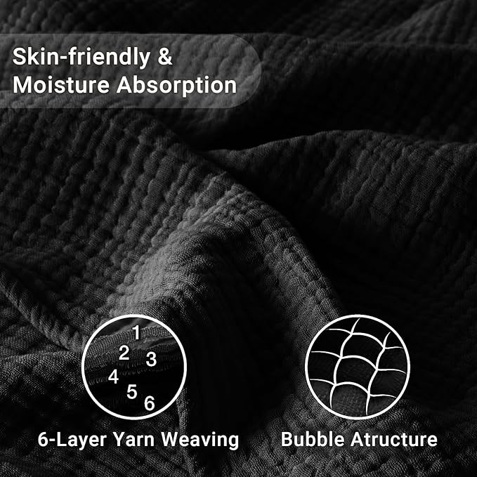 100% Cotton Muslin Blanket Queen 90" x 90", 6 Layers Breathable and Lightweight - Image 4