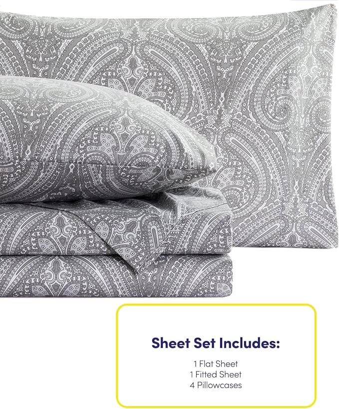 Queen Sheets Paisley Grey - Image 5