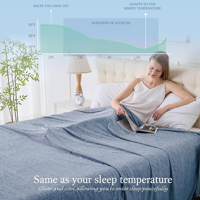 Cooling Blanket Twin Size, Cold Blanket Thin Lightweight Breathable Soft - Image 3
